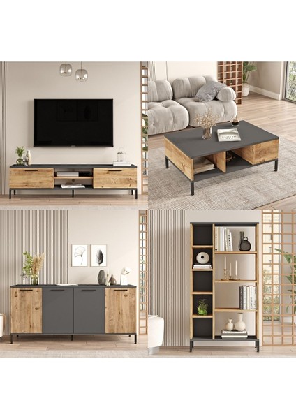Best Tv Ünitesi 4'lü Set Orta Sehpa Konsol Kitaplık Çam Bes6-Aa fırsatları
