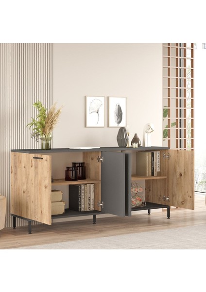 Best Tv Ünitesi 4'lü Set Orta Sehpa Konsol Kitaplık Çam Bes6-Aa