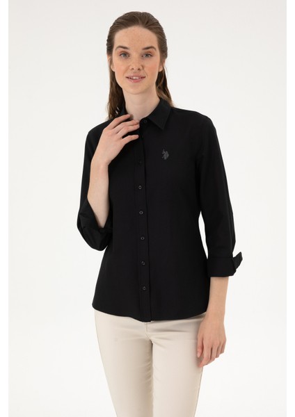 Kadın Siyah Gömlek Basic 50316711-VR046