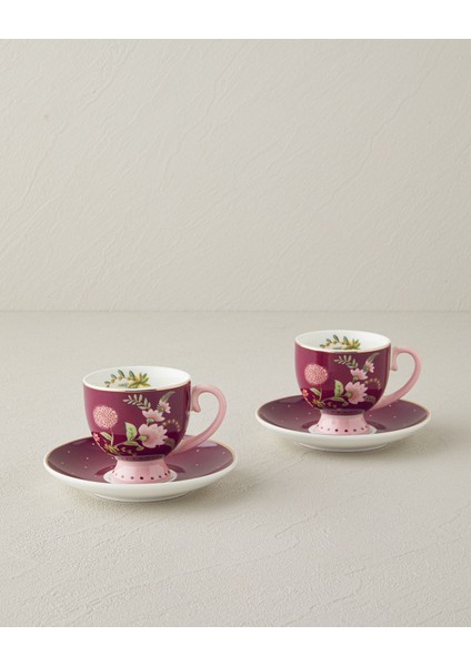 Şık 100 ml Bordo Kahve Fincan Takımı, Modern ve Zarif Tasarım.