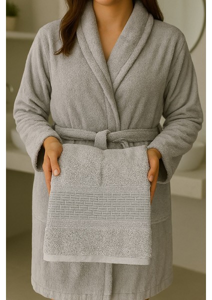 Nevin Modeli Bornoz Takımı – %100 Pamuk Bornoz ve 50X90 Yüz Havlusu modelleri