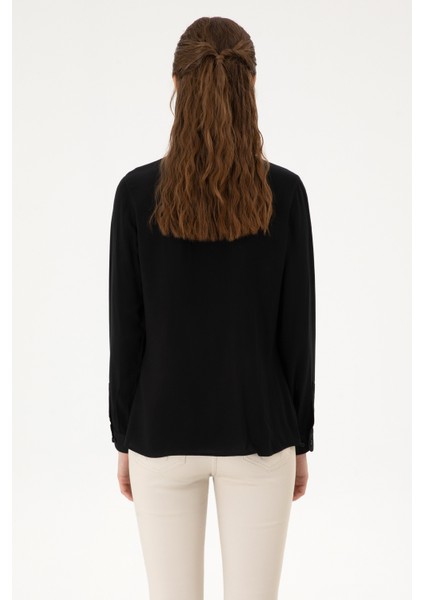 Kadın Siyah Gömlek Desenli 50316429-VR046 indirimleri