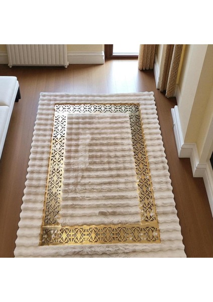 Krem Rengi Modern Desenli Peluş Halı, Şık Ev Halısı fırsatları