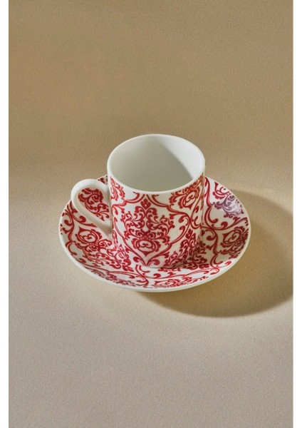Kırmızı 6 Kişilik 90 ml Kahve Fincanı Takımı, Şık ve Zarif Tasarım fırsatları