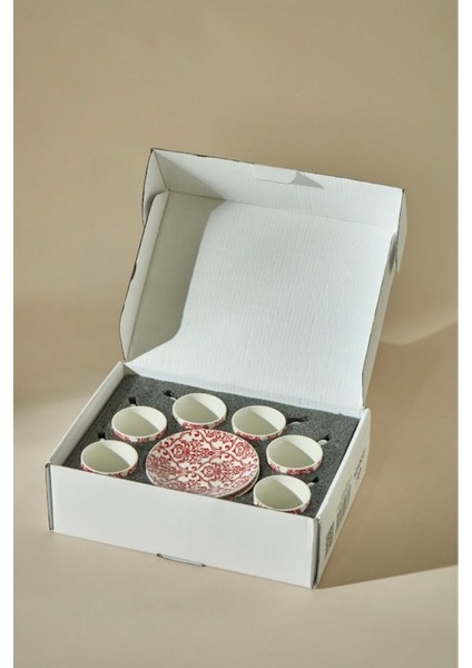 Kırmızı 6 Kişilik 90 ml Kahve Fincanı Takımı, Şık ve Zarif Tasarım indirimleri