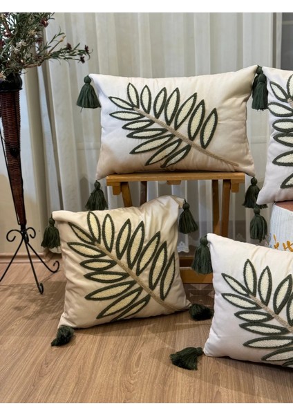 4'lü Punch Işlemeli Nakışlı Dekoratif Kırlent Kılıfı fiyatları