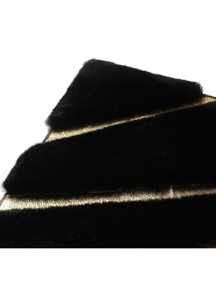 Altın Detaylı Siyah Yumuşak Peluş Halı – Modern ve Şık Yumuşak Halı fırsatları