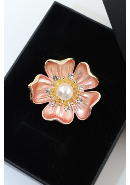 Incili Zirkon Taşlı Pembe Gül Broş. Yaka Iğnesi Gül Broş. Incili Taşlı Gül Broş Kadın Broş. Gül Broş