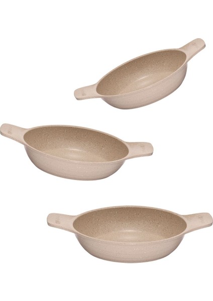 Döküm Güveç Sahan Seti, Kendinden Saplı, 3 Parça, Vizon, 18-20-22CM fiyatları