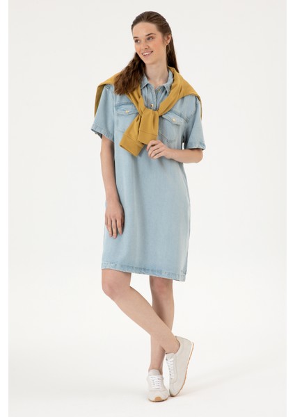 Kadın Açık Mavi Elbise (Jean) 50304314-DN0021