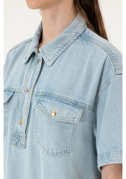 Kadın Açık Mavi Elbise (Jean) 50304314-DN0021