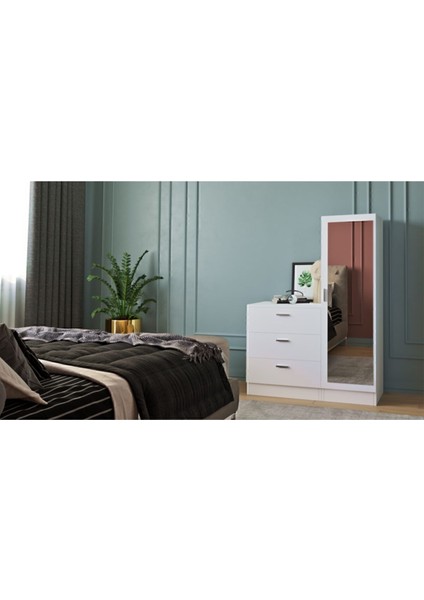 Oswin Aynalı Şifonyer Gardırop Beyaz Osw6-W modelleri