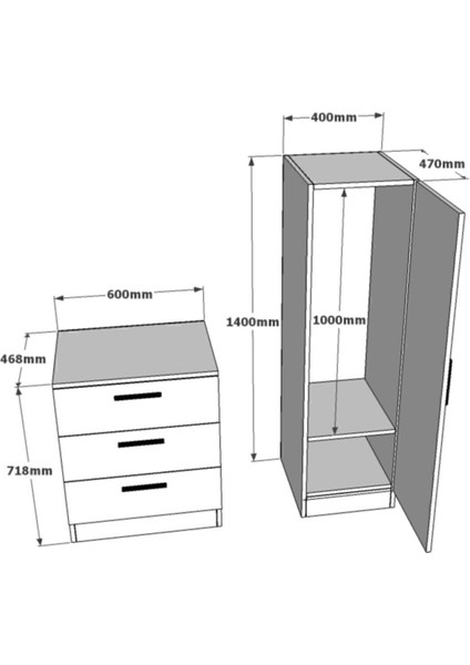 Oswin Aynalı Şifonyer Gardırop Beyaz Osw6-W