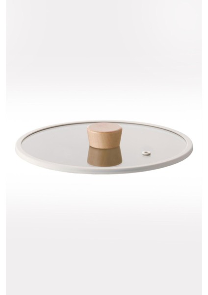 Bej Renkli 26CM Silikon Çerçeveli Düz Cam Kapak