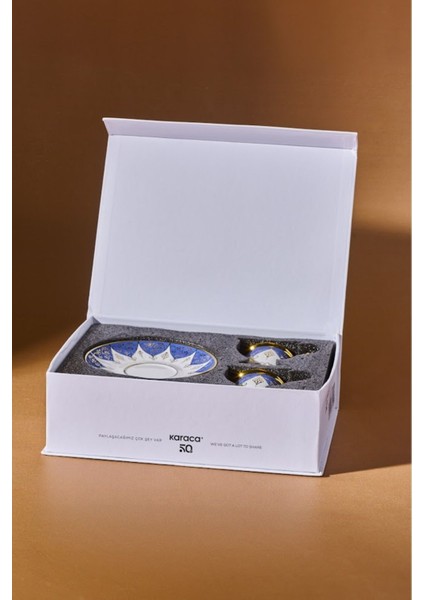 Iki Kişilik Mavi Kahve Fincan Seti, 100 Ml, Şık ve Kullanışlı Tasarım fırsatları