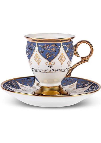 Iki Kişilik Mavi Kahve Fincan Seti, 100 Ml, Şık ve Kullanışlı Tasarım