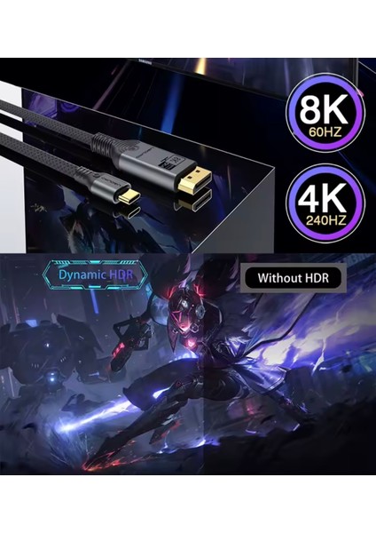 1-Metre Type-C To Displayport Dp 1.4 8K+4K Çevirici Kablo Ce Lisanslı Hasır Orgülü Sağlam Kablo Orjinal fiyatları