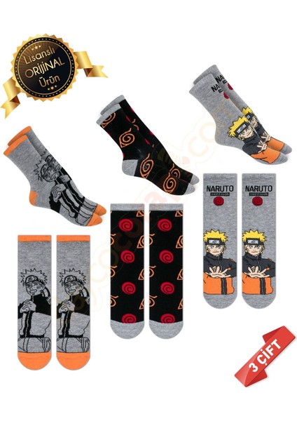 Orijinal Lisanslı Naruto Desenli Soket ÇORAP-DL15610665-NRT-31-34