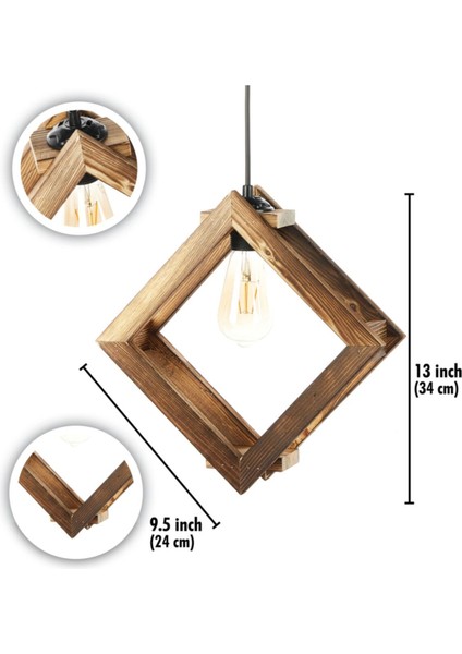 Kare Ahşap Avize, Sıcak ve Şık Aydınlatma, Modern Dekorasyon Parçası fiyatları