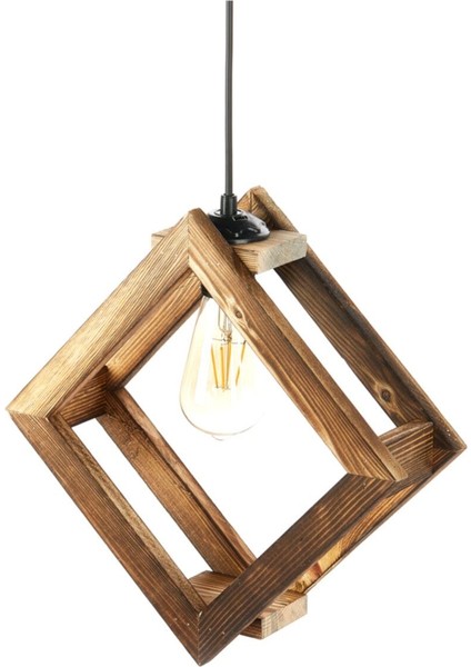 Kare Ahşap Avize, Sıcak ve Şık Aydınlatma, Modern Dekorasyon Parçası fırsatları