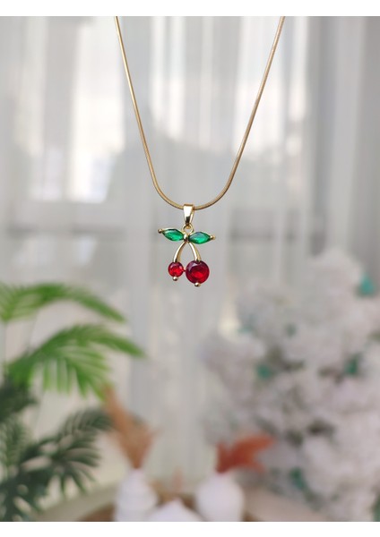 Kadın Paslanmaz Çelik Zirkon Taşlı Kiraz Kolye fiyatları