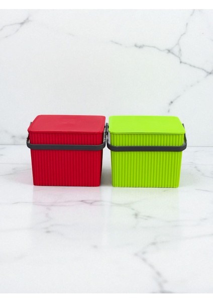 Rainbow 2'li Yeşil Kırmızı Kare Kova Piknik Sepeti Meyve Kovası fırsatları