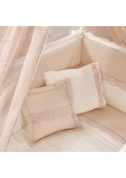 MeltemKids Kral Anne Yanı Ahşap Sallanır Beşik 60x120 cm (beyaz-pembe) indirimleri