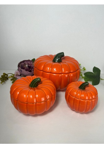 Turuncu 3 Boy Kabak Saklama Seti, Baharatlık ve Şekerlik, 10X14 Cm, Şık ve Kullanışlı modelleri