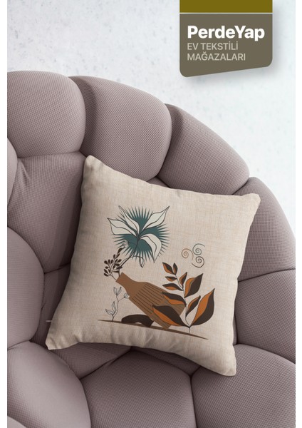 Kuraklık ve Kır Çiçekleri Desenli 4lü Dijital Baskılı Kırlent Yastık Kılıfı 43x43 Cm Krem 015 indirimleri