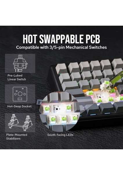 F75 Max Mekanik Rgb Tkl Reaper Switch Kablosuz Makrolu Hot Swap Klavye Lacivert fırsatları