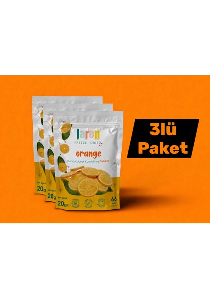 Portakal- Dondurularak Kurutulmuş Meyve - Freeze Dry Kuru Meyve 20gr-3'lü