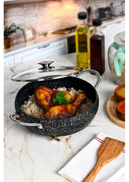 Siyah Döküm Granit Fırına Uygun Yapışmaz Pilav Tenceresi fiyatları