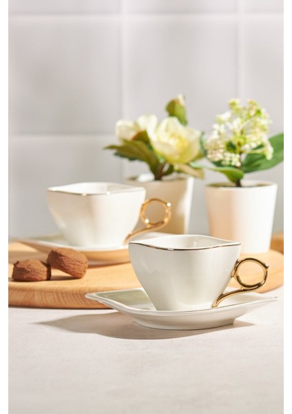 Beyaz Gold 2'li Kahve Fincan Takımı, 100 Ml, Şık ve Zarif Tasarım fiyatları