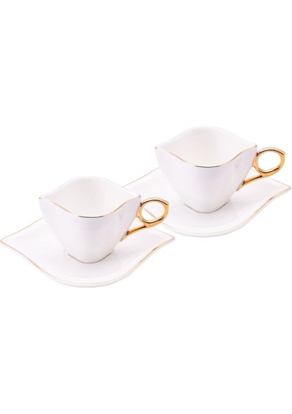 Beyaz Gold 2'li Kahve Fincan Takımı, 100 Ml, Şık ve Zarif Tasarım indirimleri