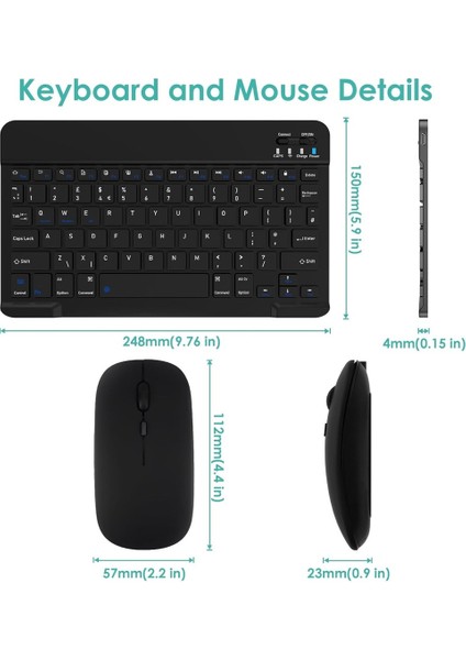 Üniversal Tablet Telefon iPad Tüm Cihazlara Uyumlu Kablosuz Taşınabilir Renkli Bluetooth Klavye ve Mause Seti modelleri