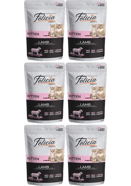 Jöle Içinde Kuzu Etli Taurinli Tahılsız Yavru Kedi Konservesi 85GR - 6 Adet