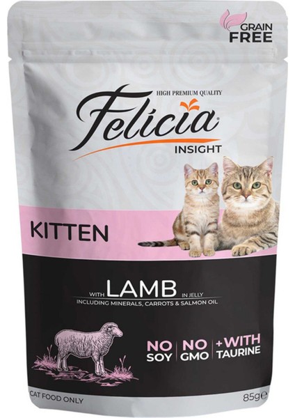 Jöle Içinde Kuzu Etli Taurinli Tahılsız Yavru Kedi Konservesi 85GR - 6 Adet fiyatları