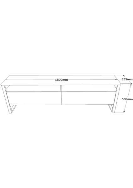 EL19 Elanor 180CM Metal Tv Ünitesi Tv Sehpası 2 Kapaklı ELA19-A