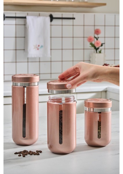 Şık Rosegold Kavanoz ve Saklama Kabı Seti, Estetik ve Kullanışlı Tasarım fiyatları