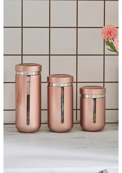 Şık Rosegold Kavanoz ve Saklama Kabı Seti, Estetik ve Kullanışlı Tasarım fırsatları