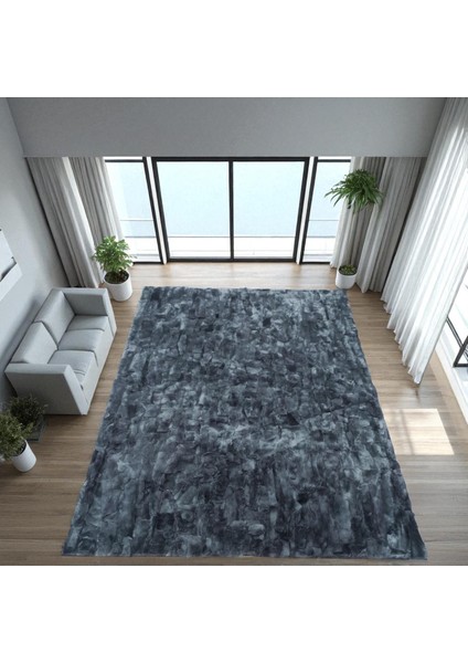Koyu Gri Renk Rex Tavşan Halısı - Oturma Odası Halısı, Şık ve Modern Tasarımlı Halı