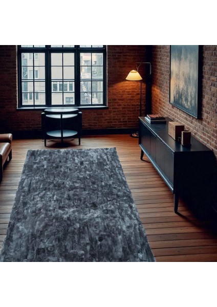 Koyu Gri Renk Rex Tavşan Halısı - Oturma Odası Halısı, Şık ve Modern Tasarımlı Halı modelleri