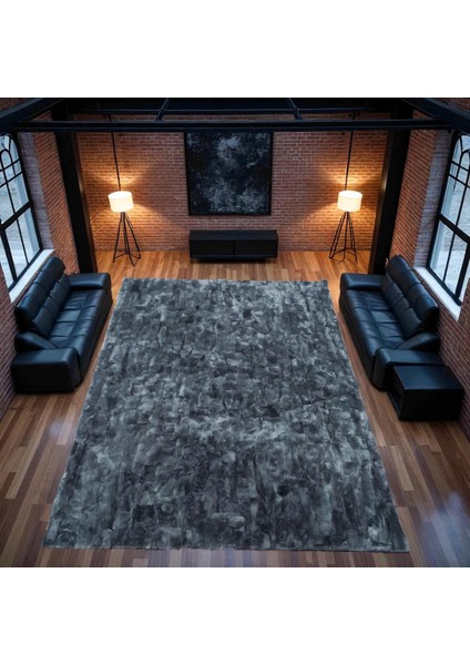Koyu Gri Renk Rex Tavşan Halısı - Oturma Odası Halısı, Şık ve Modern Tasarımlı Halı fırsatları