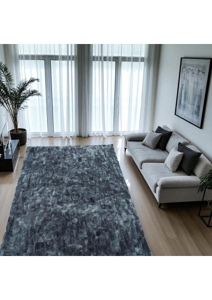 Koyu Gri Renk Rex Tavşan Halısı - Oturma Odası Halısı, Şık ve Modern Tasarımlı Halı indirimleri