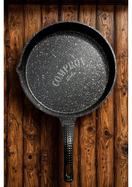 34CM Çok Amaçlı Döküm Tava, Kızartma, Balık, Gözleme, Yanmaz ve Yapışmaz Siyah