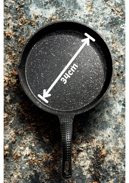 34CM Çok Amaçlı Döküm Tava, Kızartma, Balık, Gözleme, Yanmaz ve Yapışmaz Siyah indirimleri