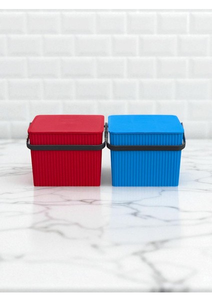 Rainbow 2'li Kırmızı Mavi Kare Kova Piknik Sepeti Meyve Kovası fırsatları