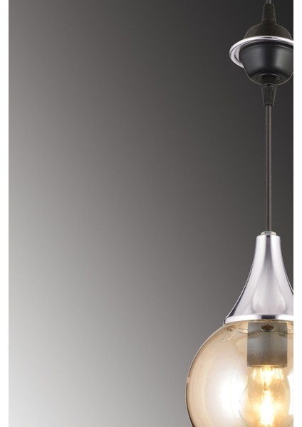 Şık Siyah Tekli Bal Glop Top Camlı Krom Modern Avize fırsatları