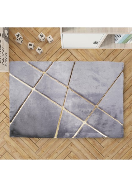 Gri Tonlarında Modern Peluş Halı, Yumuşak Salon Halısı