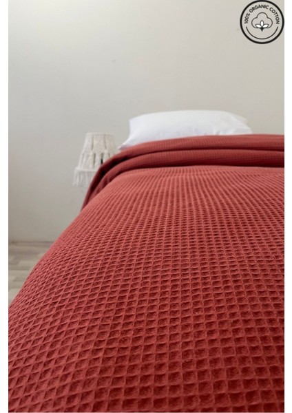 Kahverengi, %100 Pamuk Waffle Desenli Tek Kişilik Yatak Örtüsü, Otel Konforunda Lüx Seçenek fiyatları